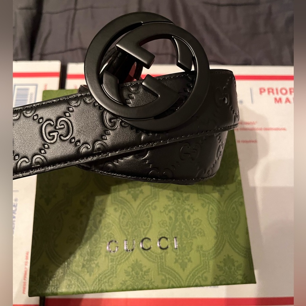 Gucci Signature Belt Black Buckle Sz.90